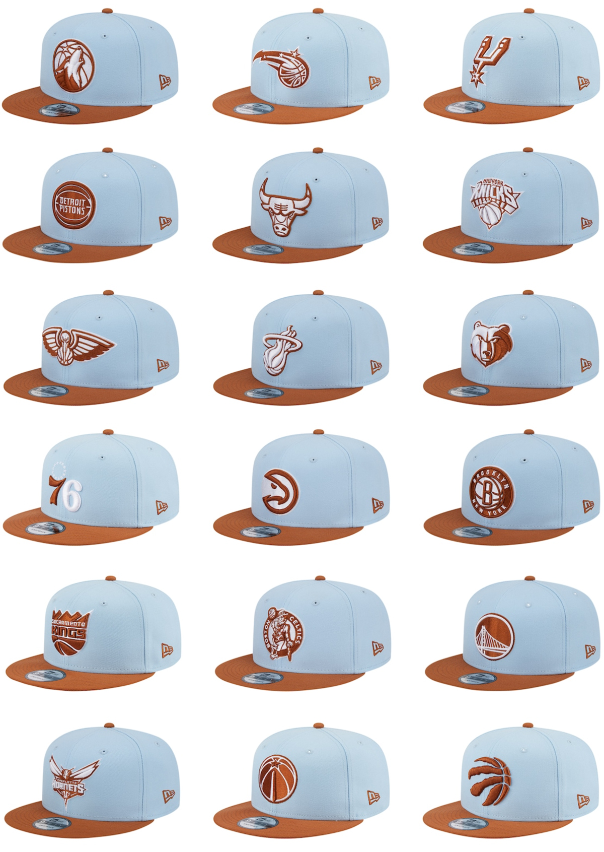 New-Era-NBA-2-Tone-Color-Pack-Snapback-Hats-Light-Blue-Brown