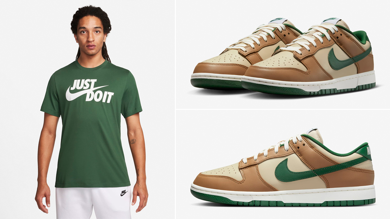 Nike Dunk Low Rattan Gorge Green Shirt Outfit
