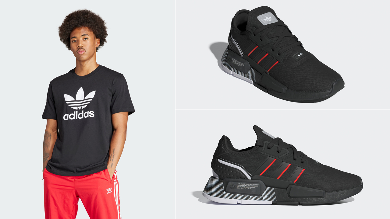 adidas NMD G1 Core Black Solar Red Shirt Outfit