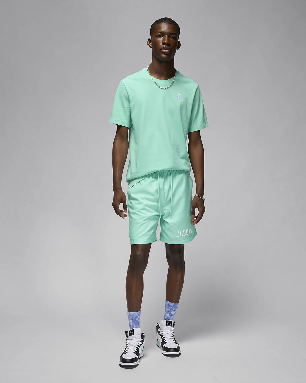 Air Jordan 1 High Green Glow Shirt Shorts Outfit