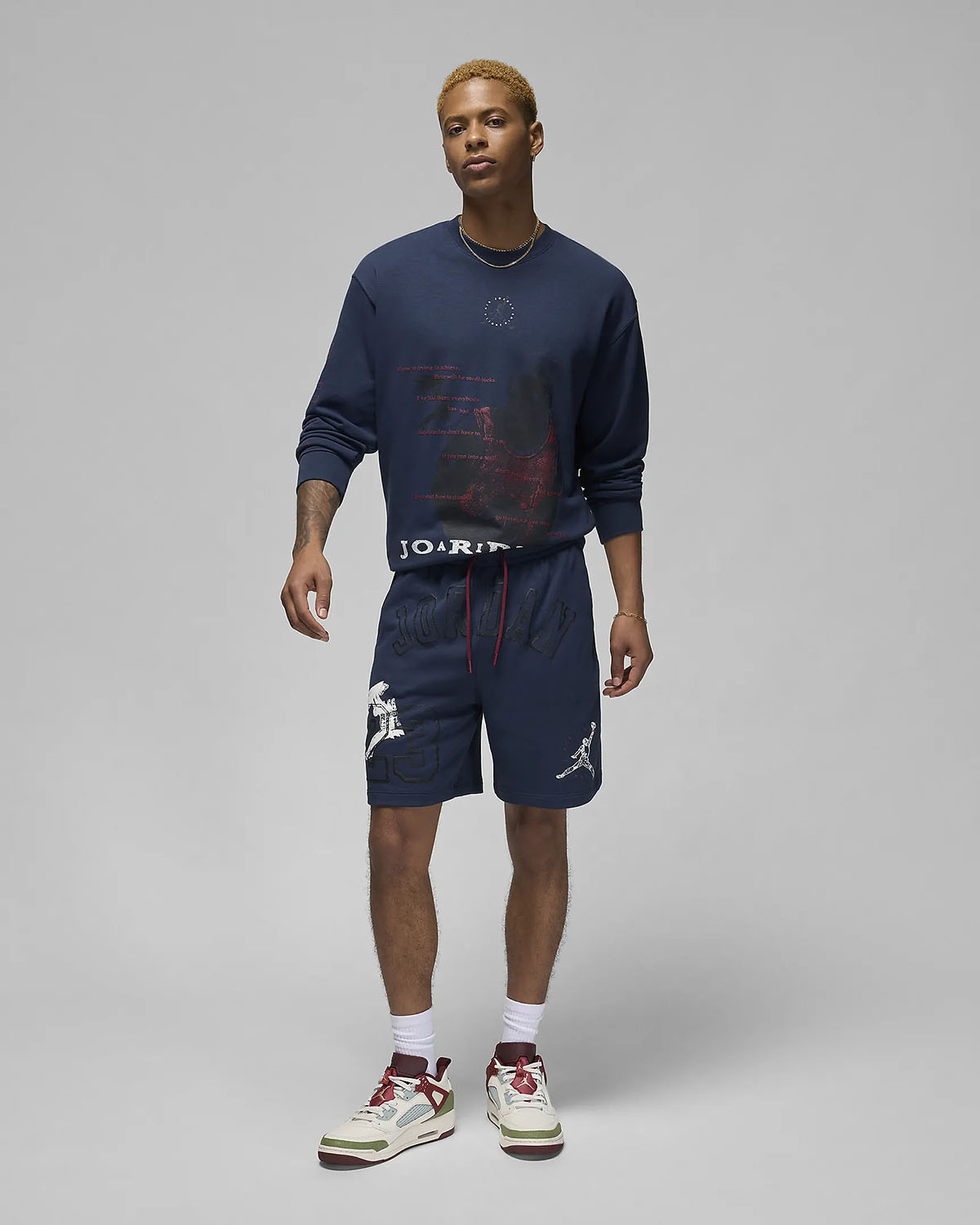 Jordan Essentials Loopback Fleece Sweatshirt and Shorts Midnight Navy
