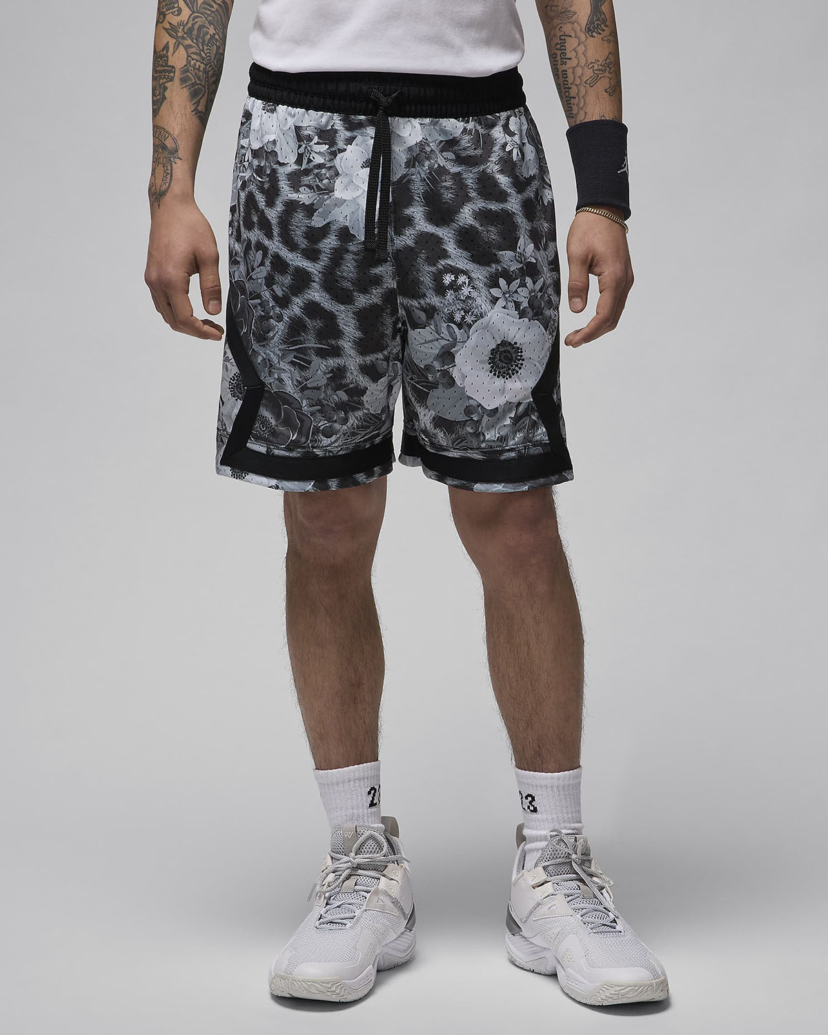 Jordan Sport Allover Print Diamond Shorts Black White 1
