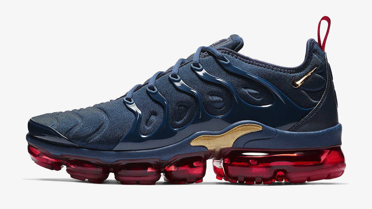 Nike sims Air Vapormax Plus Olympic Midnight Navy Gold University Red
