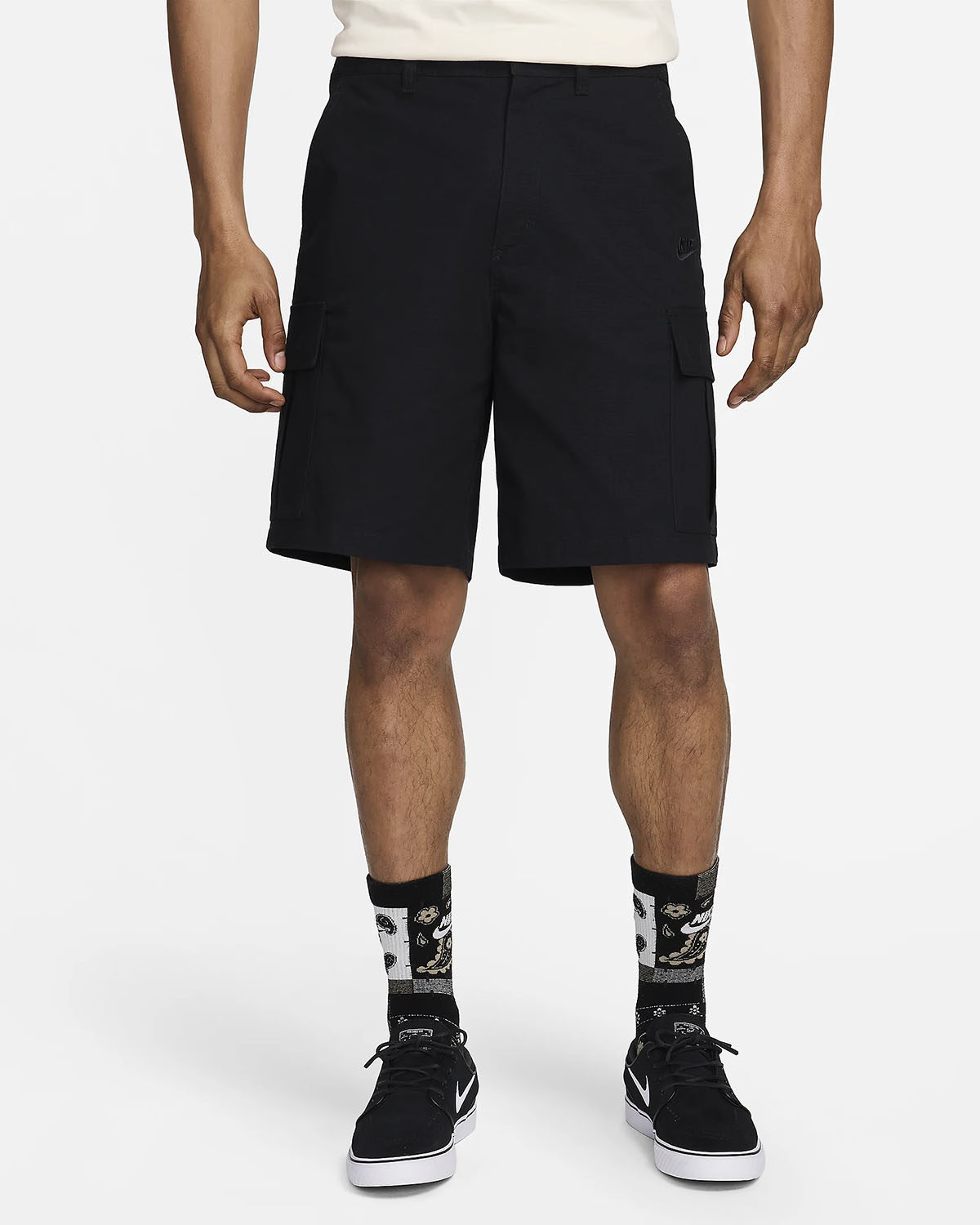 Nike Club Woven Cargo Shorts Black White