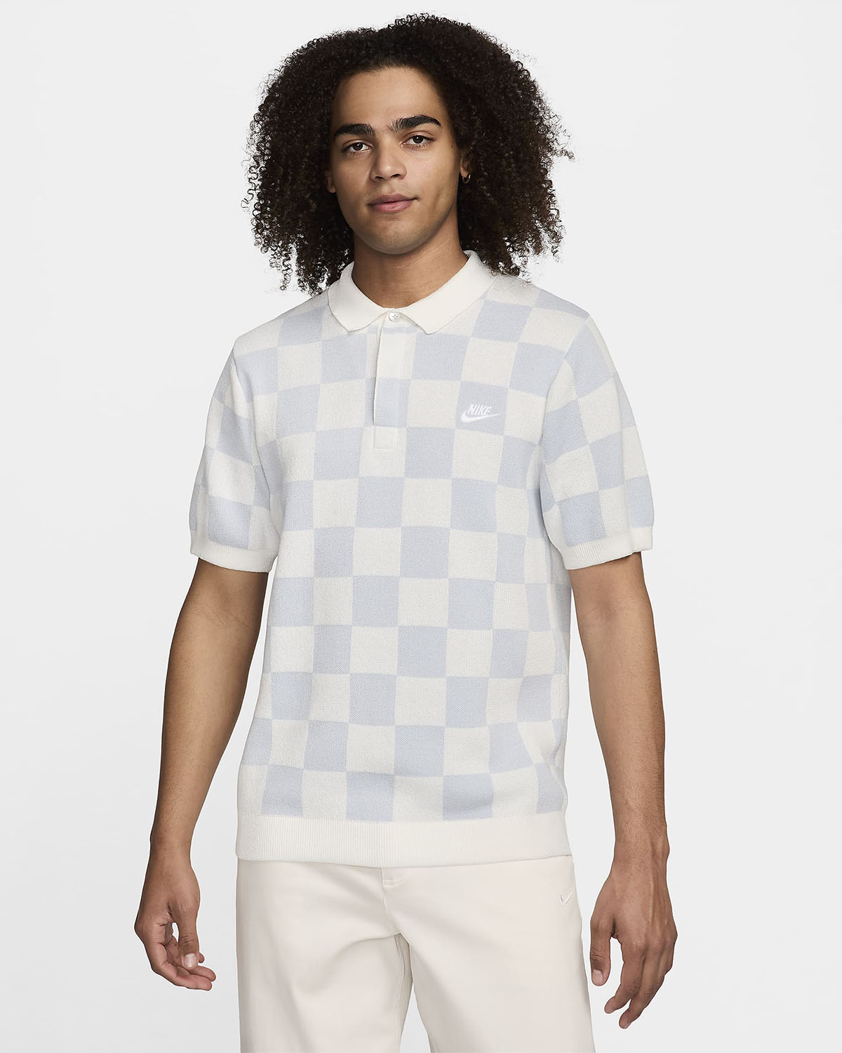 Nike Sportswear Club Checkers Polo Shirt Sail Pure Platinum
