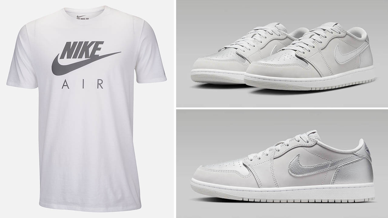 Air Jordan 1 Low OG Metallic Silver Nike Shirt