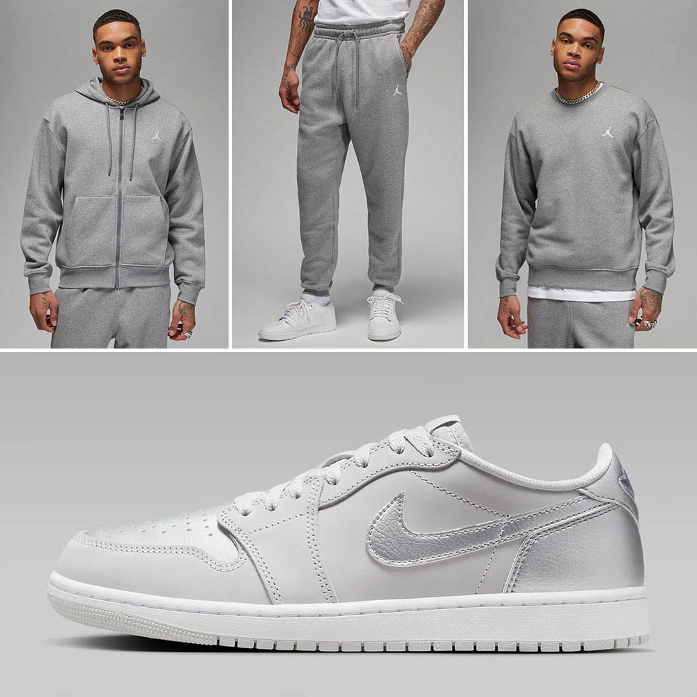 Air Jordan 1 Low OG Metallic Silver Shirt Matching Clothing