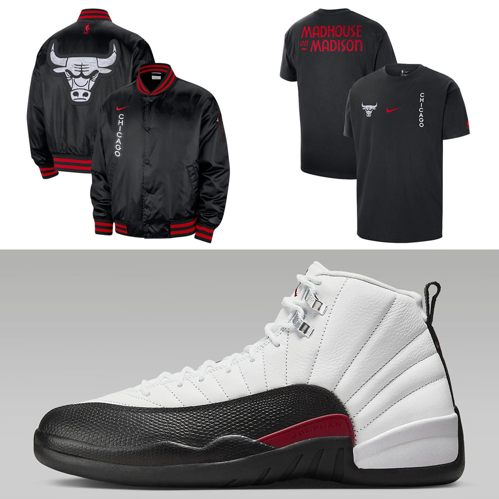 Air Jordan 12 Red Taxi Chicago Bulls Nike Clothing