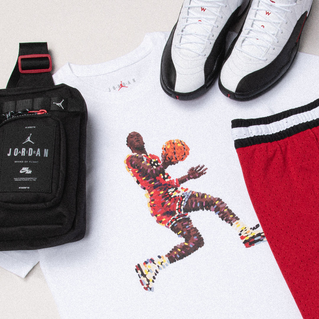 Air Jordan 12 Red Taxi Flip Shirt Shorts Bag Outfit 2