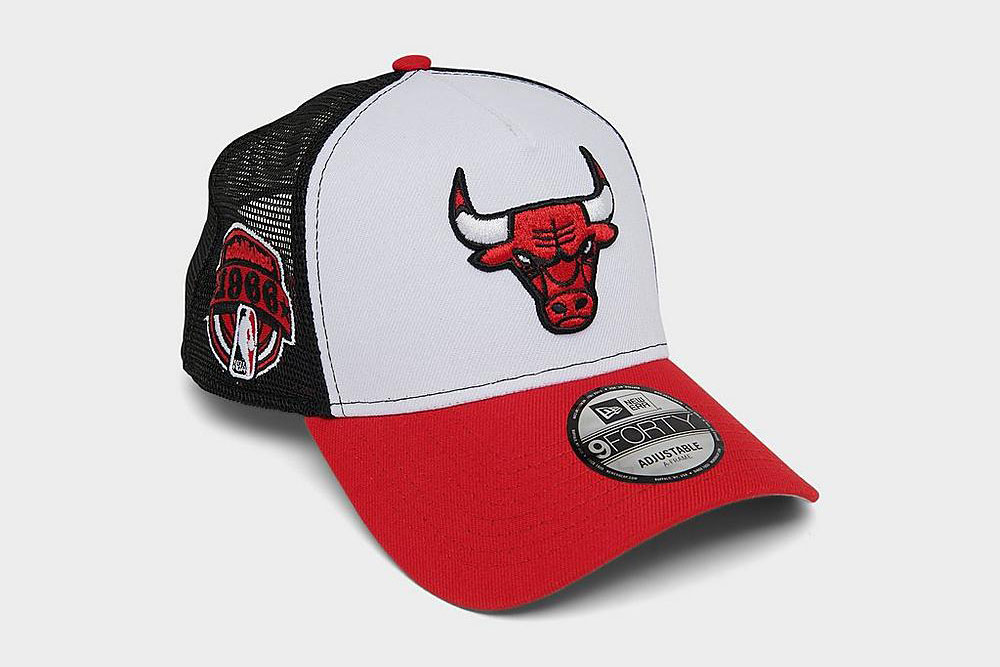 Chicago Bulls New Era Trucker Hat White Red Though 1