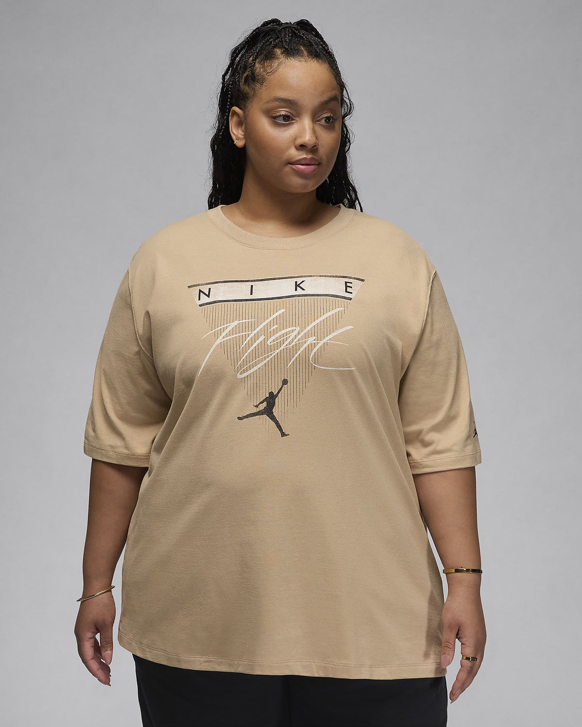 Jordan Flight Heritage Womens T Shirt Plus Size Legend Medium Brown