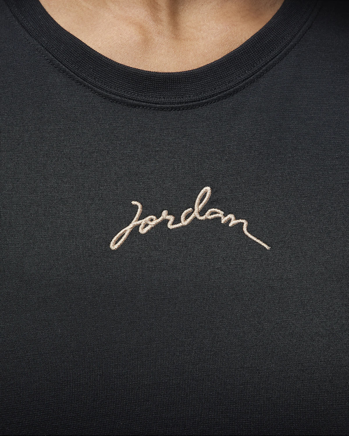 Jordan Womens Slim Cropped T Shirt Black Legend Medium Brown 2