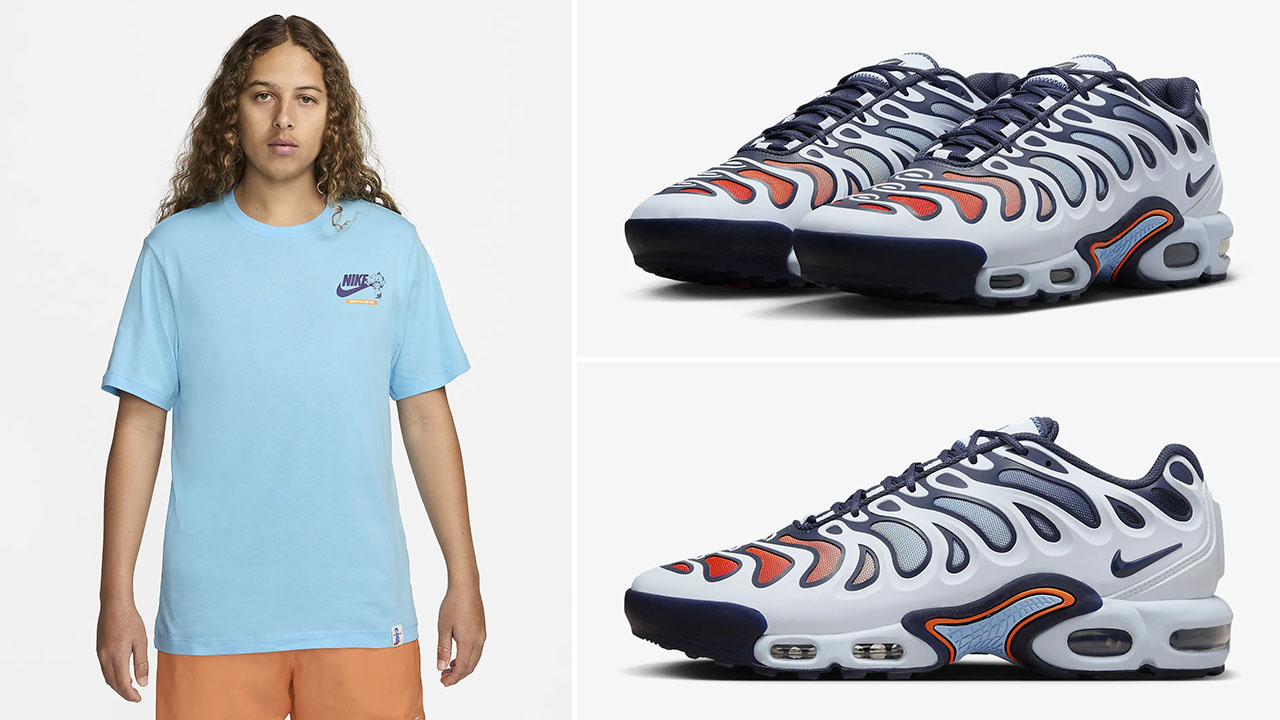 Nike Air Max Plus Drift Football Grey Aquarius Blue Shirt Outfit