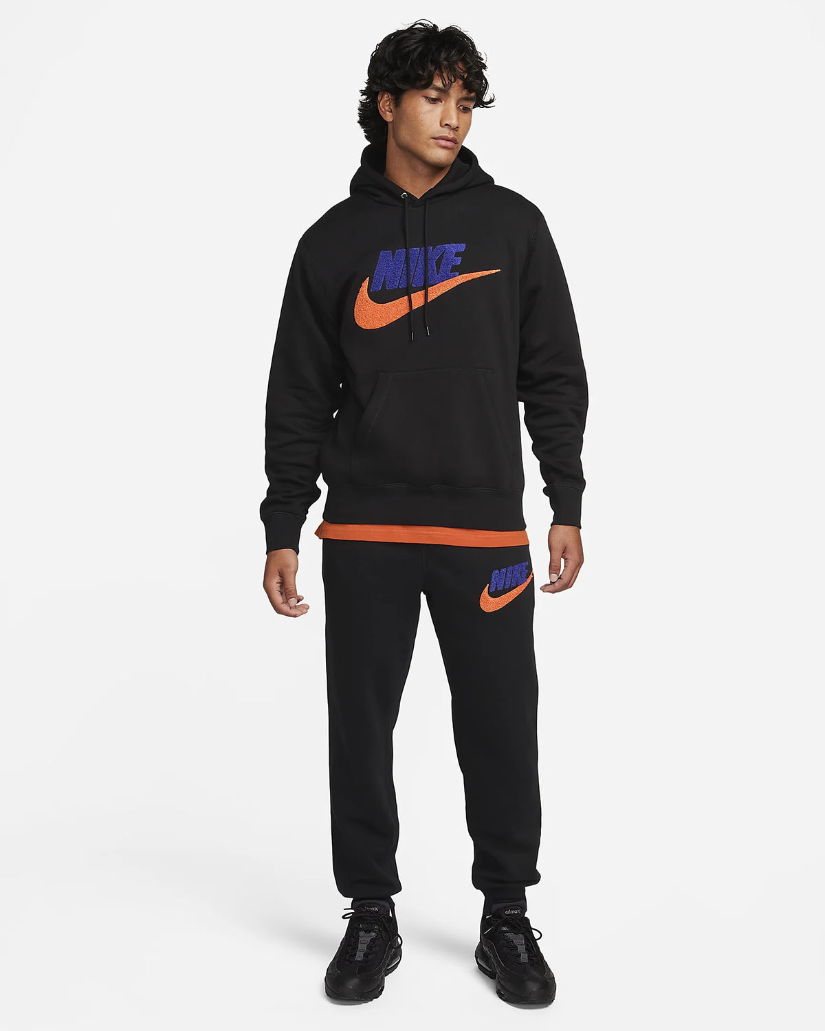 Nike Club Fleece Varsity Hoodie Jogger Pants Black