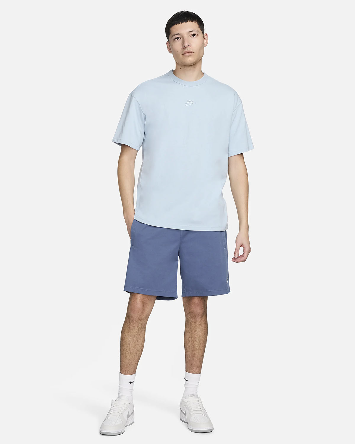 Nike Sportswear Premium Essentials T Shirt Light Armory Blue Outfit