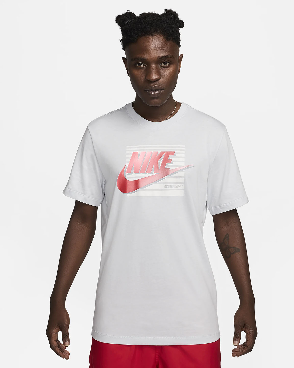 Nike Sportswear T Shirt Pure Platinum Red 1