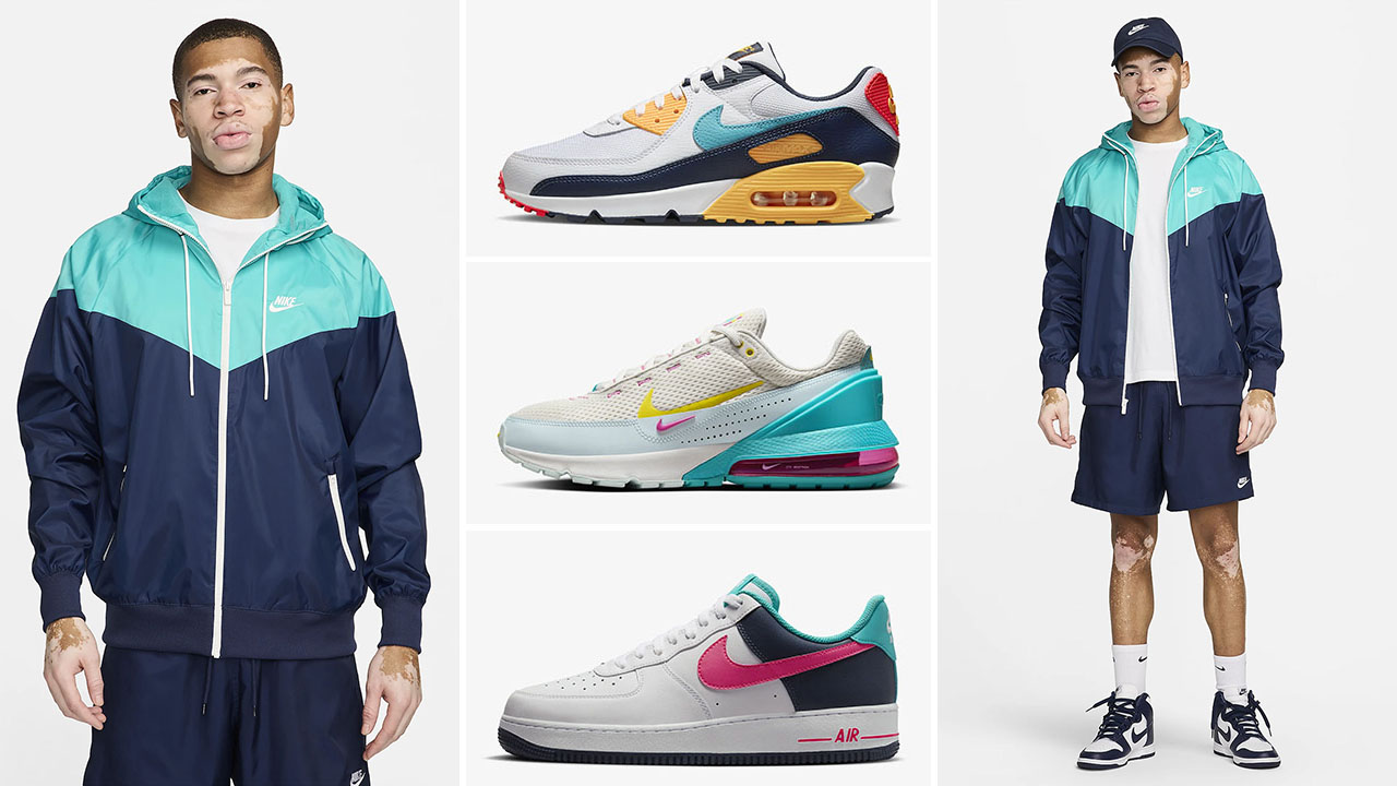 Nike Sportswear Windrunner Hooded Jacket Dusty Cactus Midnight Navy Matching Sneakers Outfit