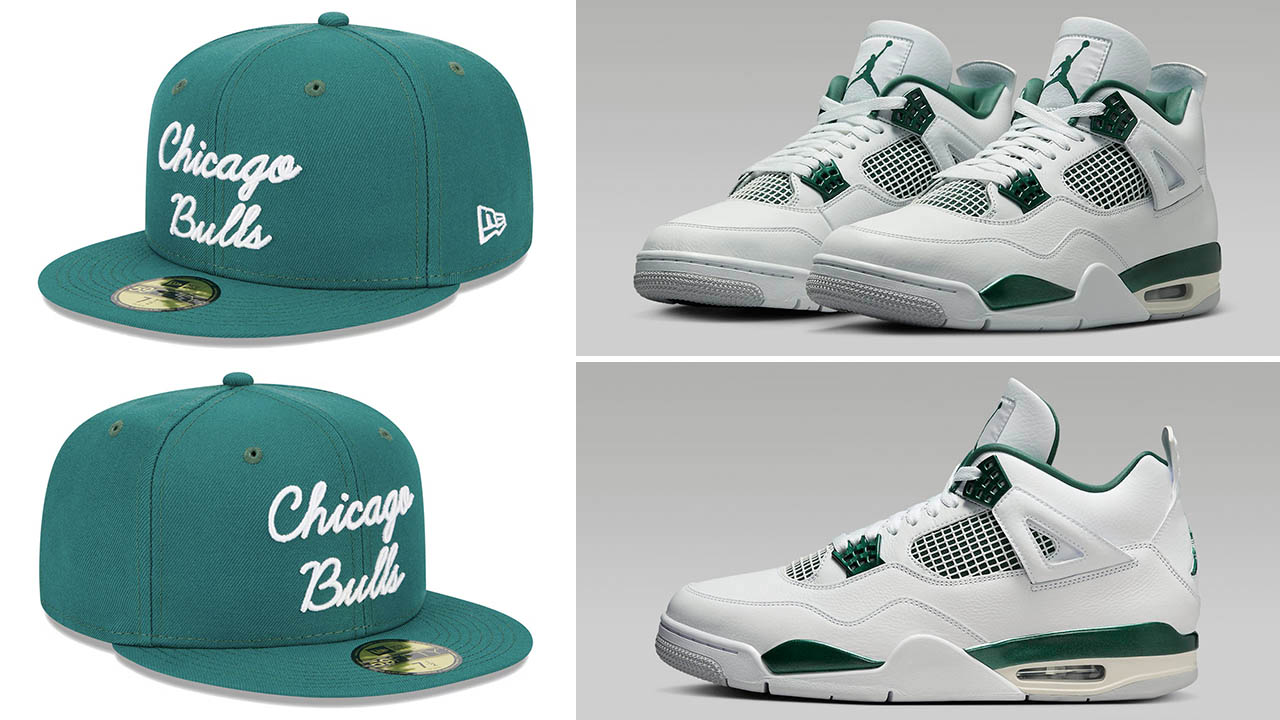 Air antracite jordan 4 Oxidized Green Bulls Fitted Hat