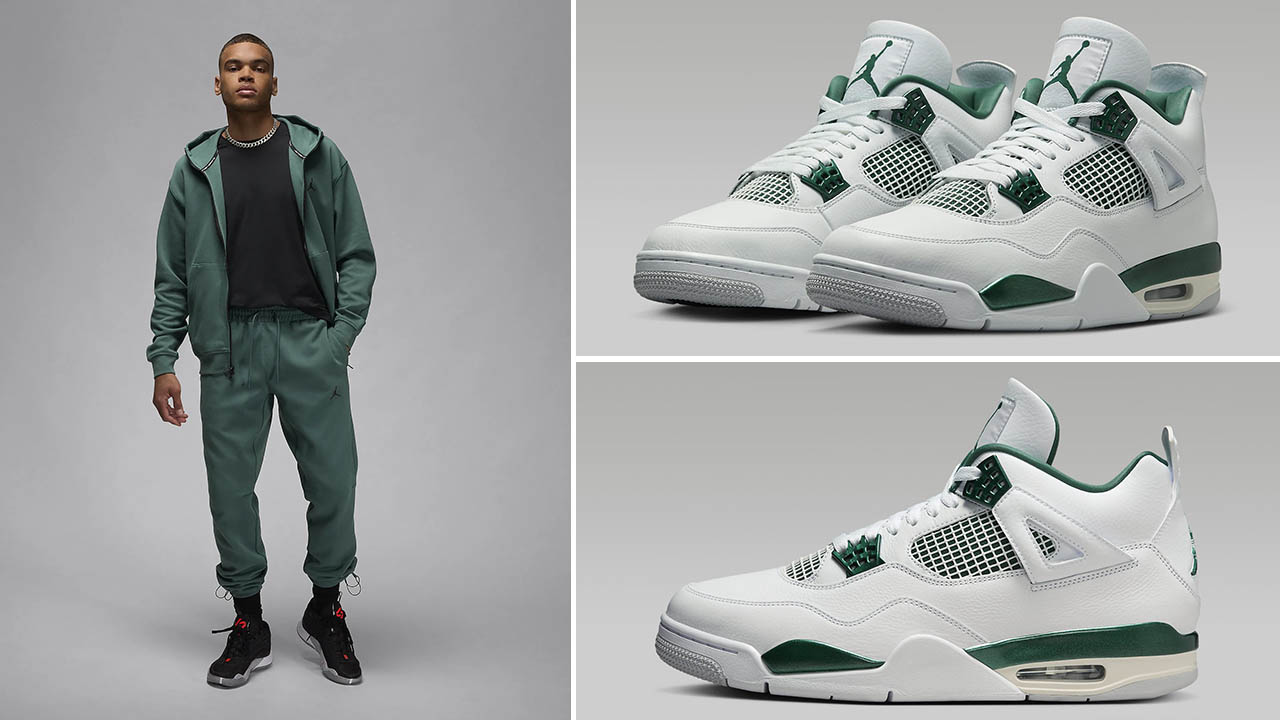 Air Jordan 4 Oxidized Green Full Zip Hoodie Pants Outfit