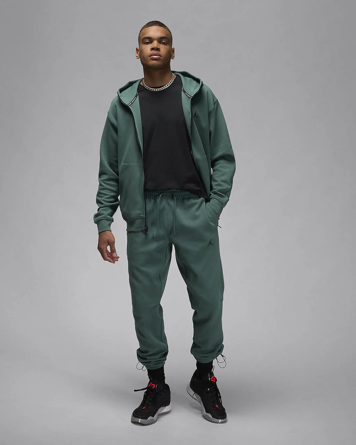 Jordan Sport Hoop Fleece Zip Hoodie and Pants Oxidized Green