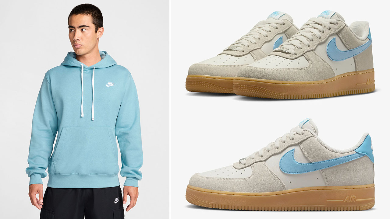 Nike Air Force 1 Low Phantom Gum Baltic Blue Hoodie to Match Sneakers