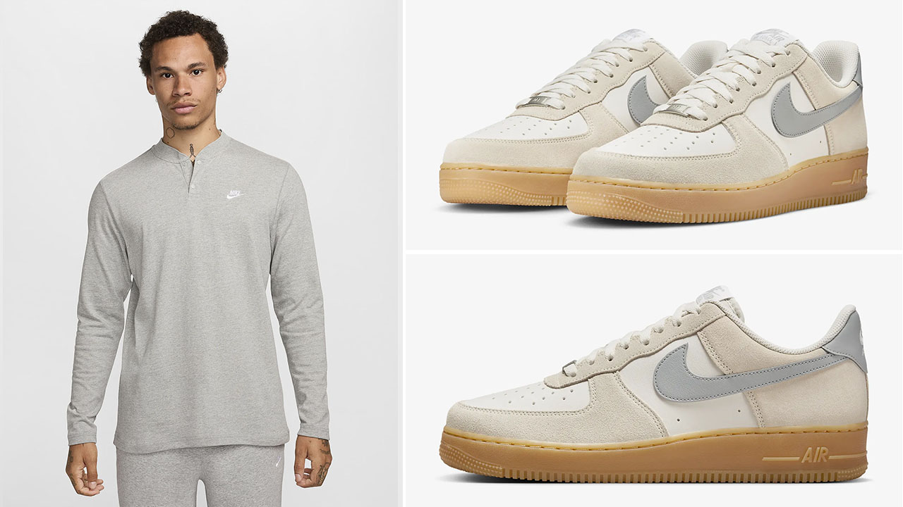 Nike Air Force 1 Low Phantom Gum Smoke Grey Shirt to Match Sneakers