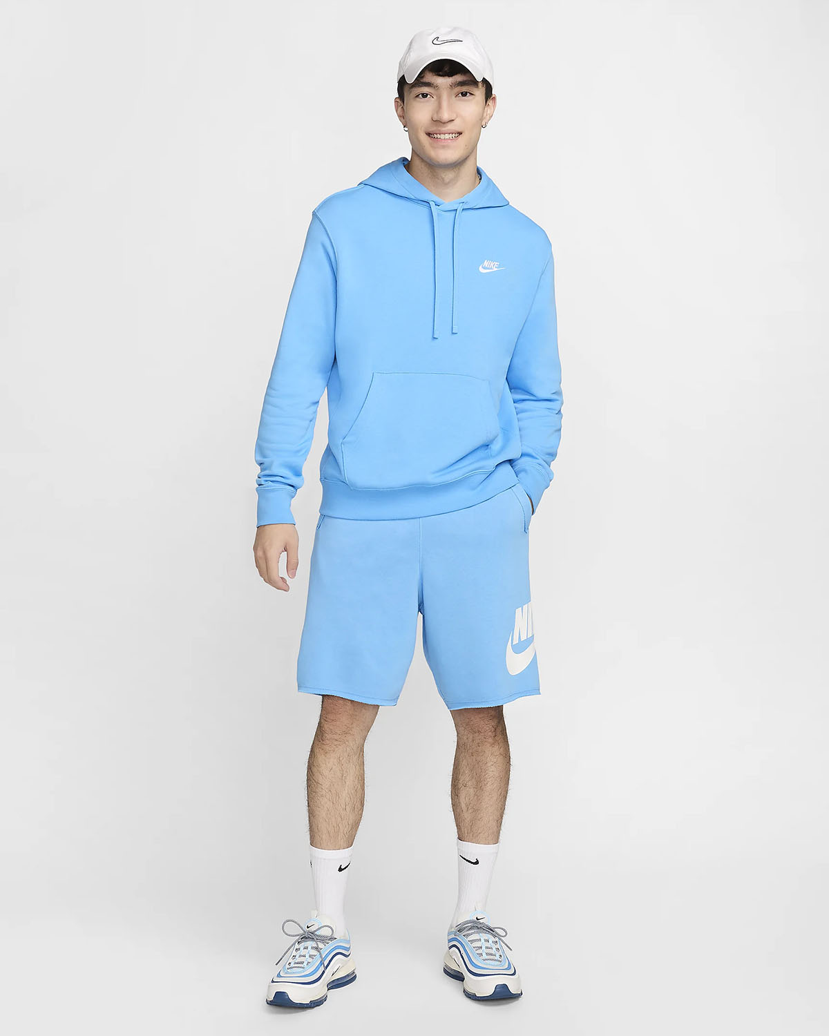 Nike Club Alumni French Terry Shorts University Blue Outfit