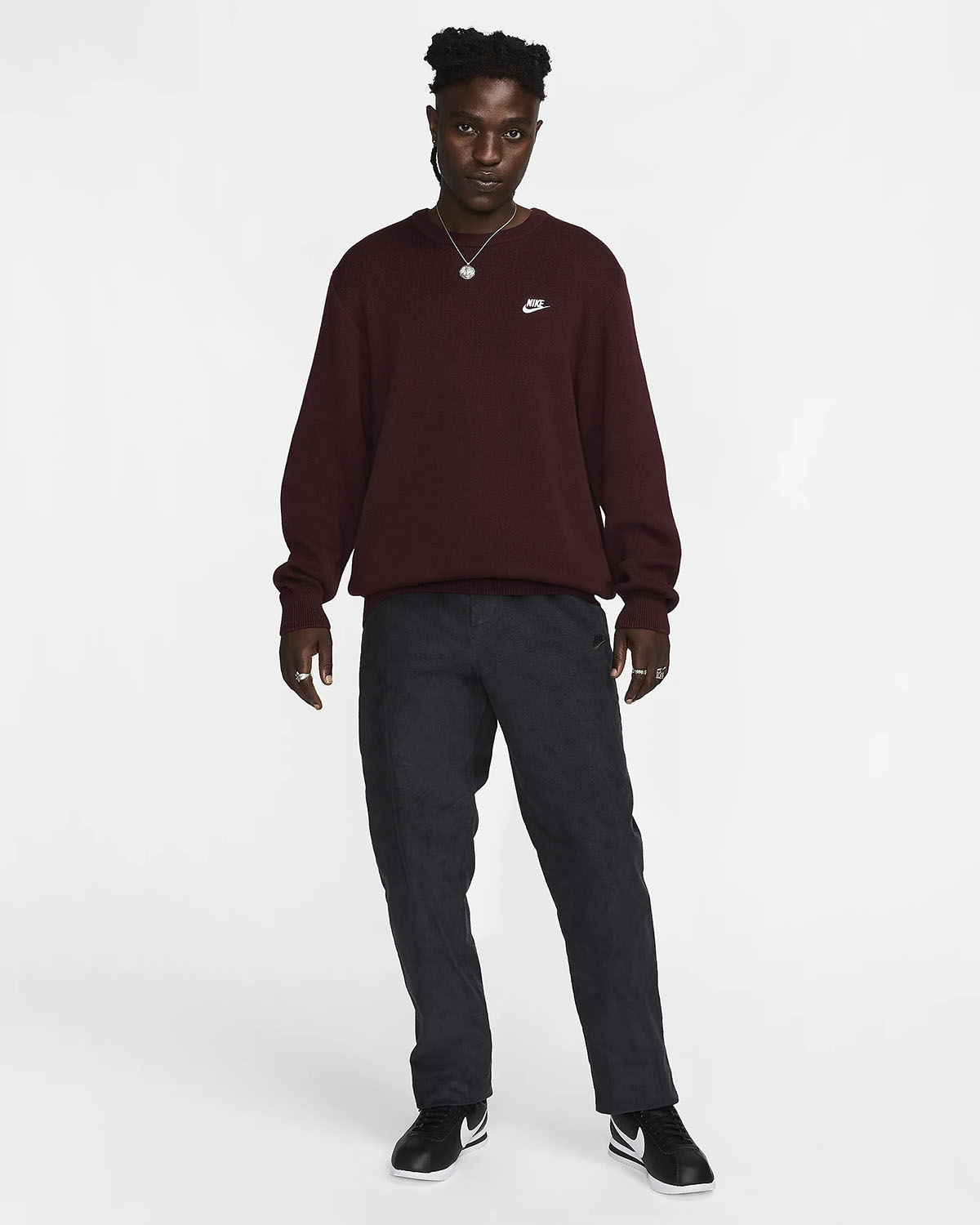 Nike Club Crew Neck Sweater Burgundy Crush