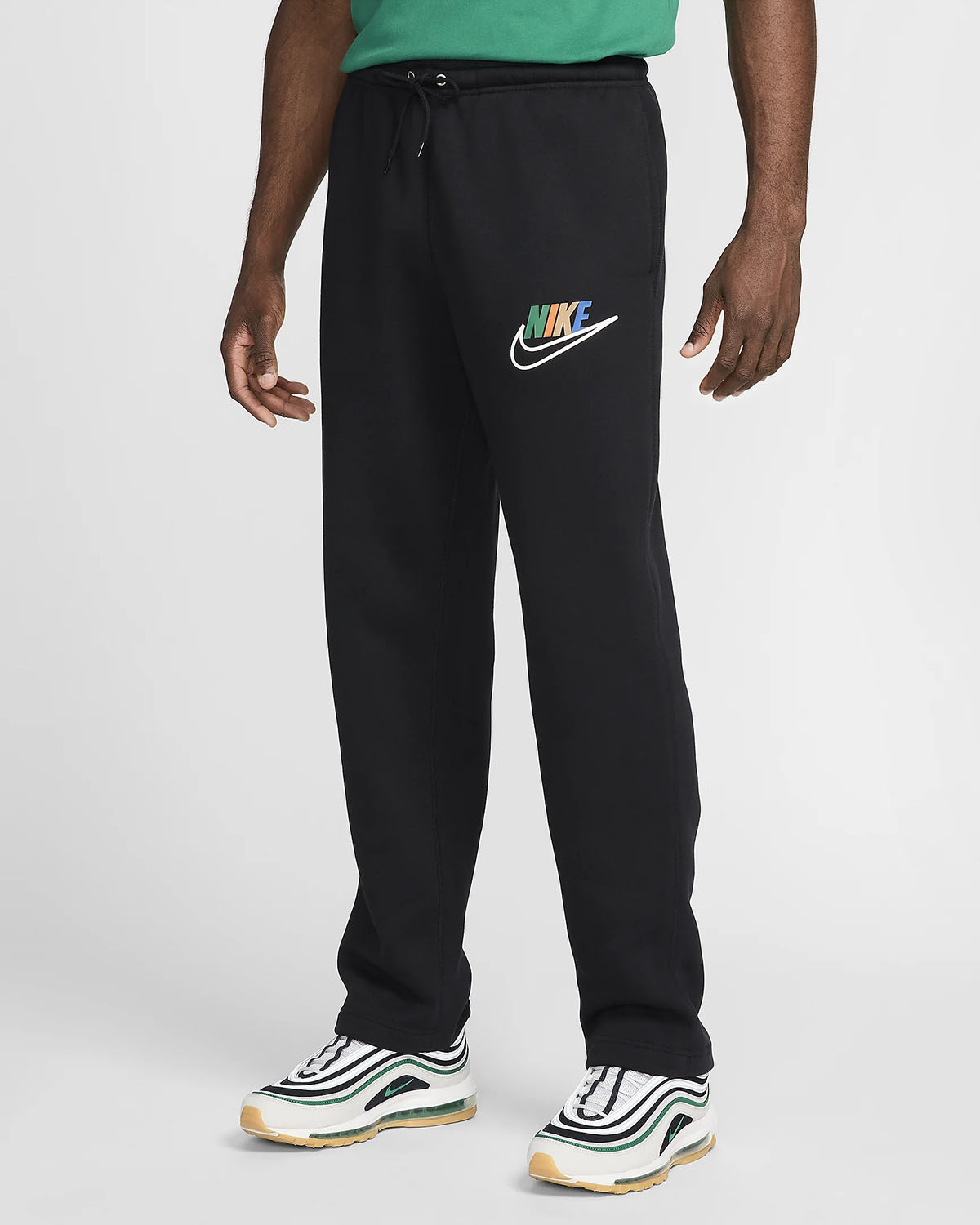 Nike Club Fleece Open Hem Pants Black Multi Color 1