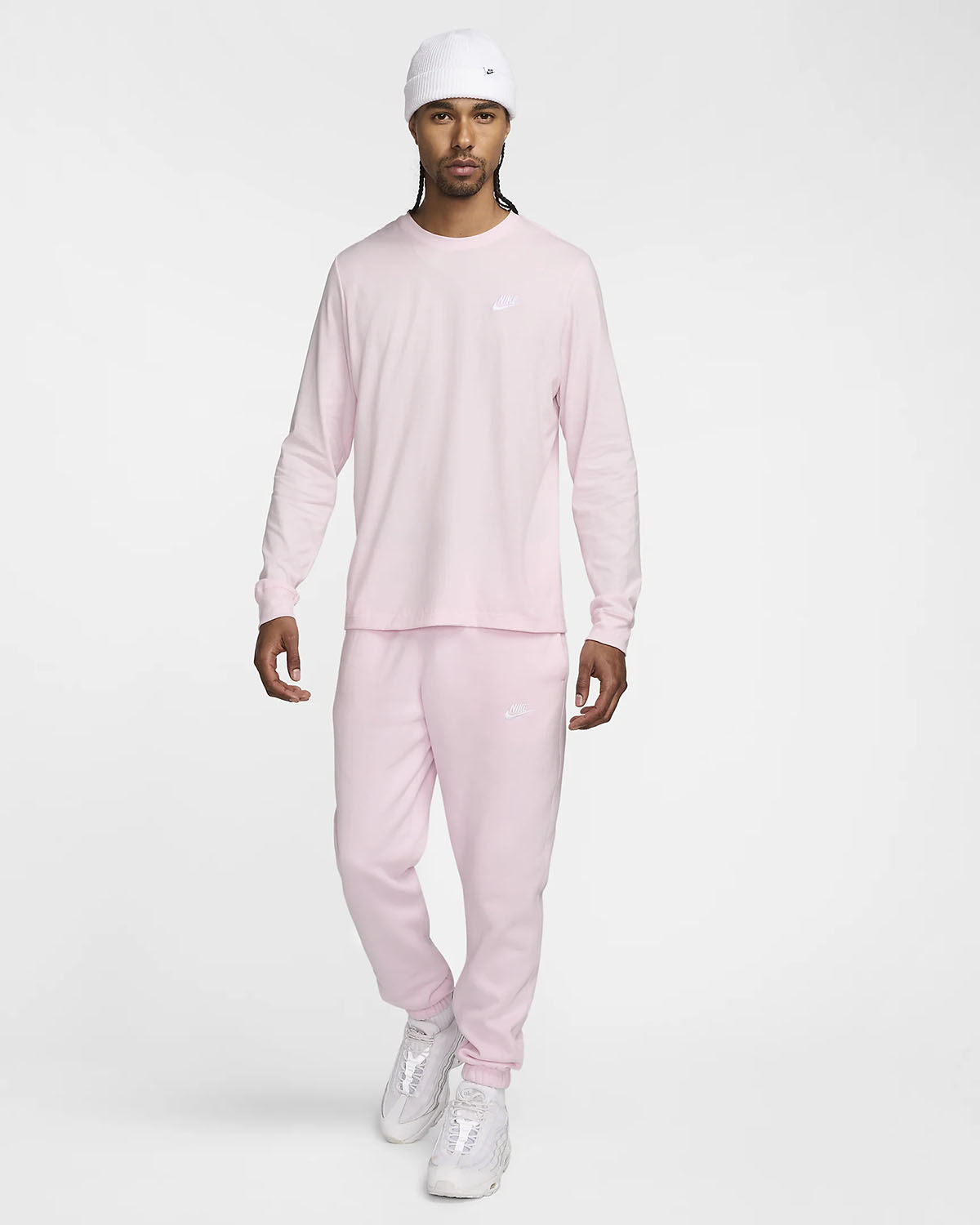 Nike Sportswear Club Long Sleeve T Shirt Pink Foam Outfit