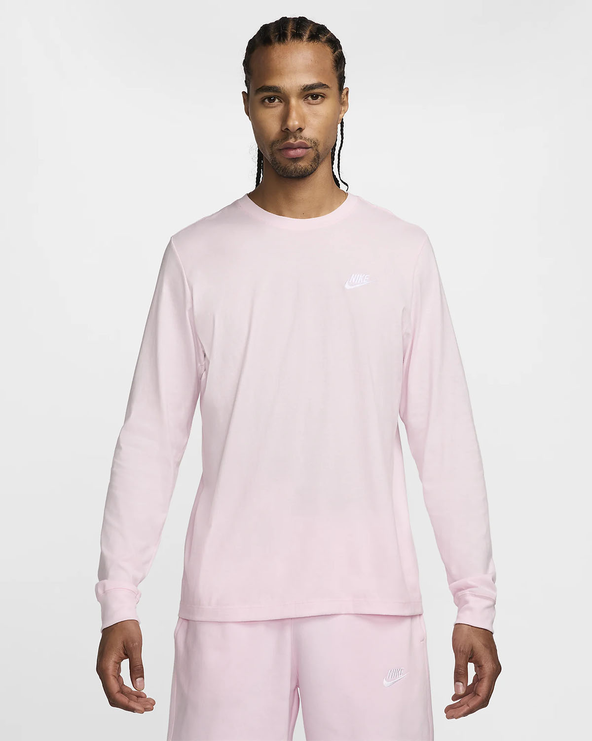 Nike Sportswear Club Long Sleeve T Shirt Pink Foam