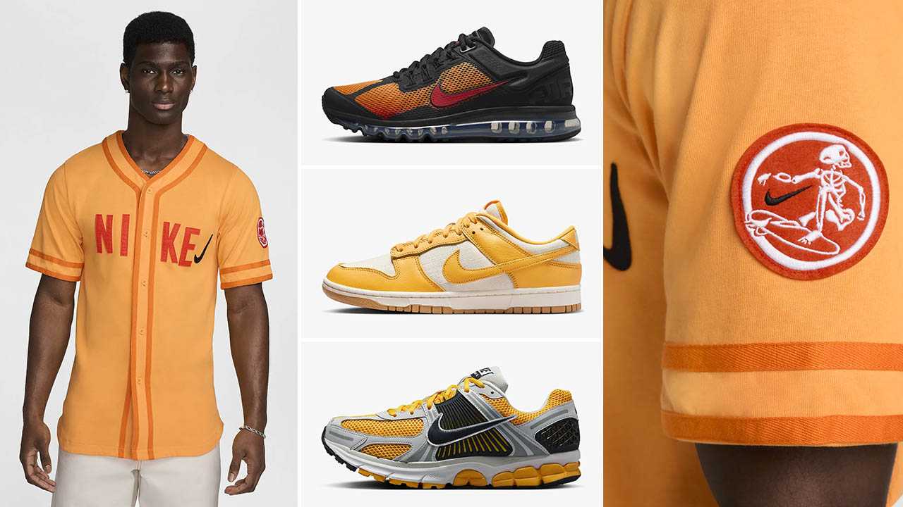 Nike Sportswear Surf Style Baseball Jersey Resin Gold Sneaker Match