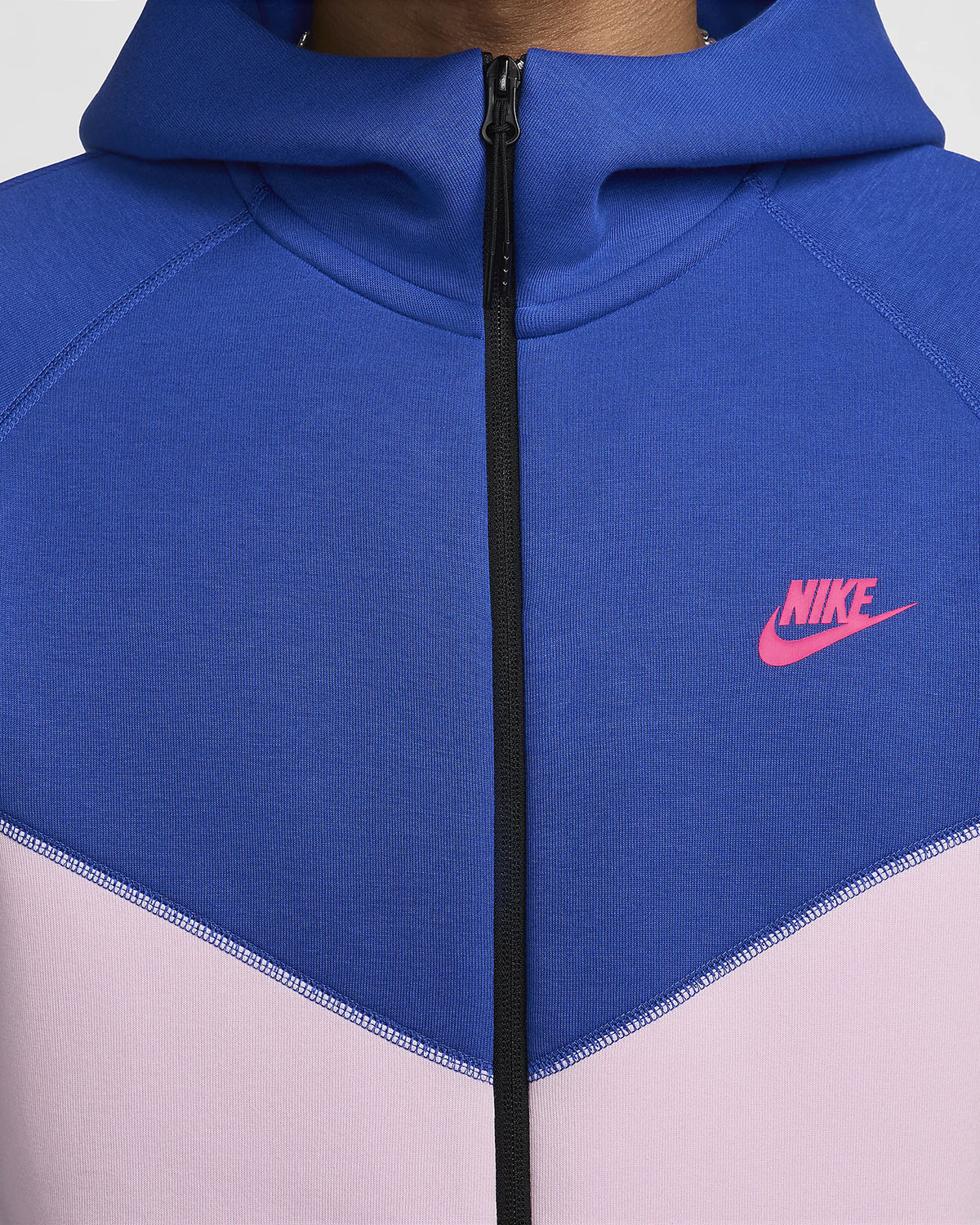 Nike Tech Fleece Full Zip Hoodie Game Royal Pink Foam Deep Royal Blue 3