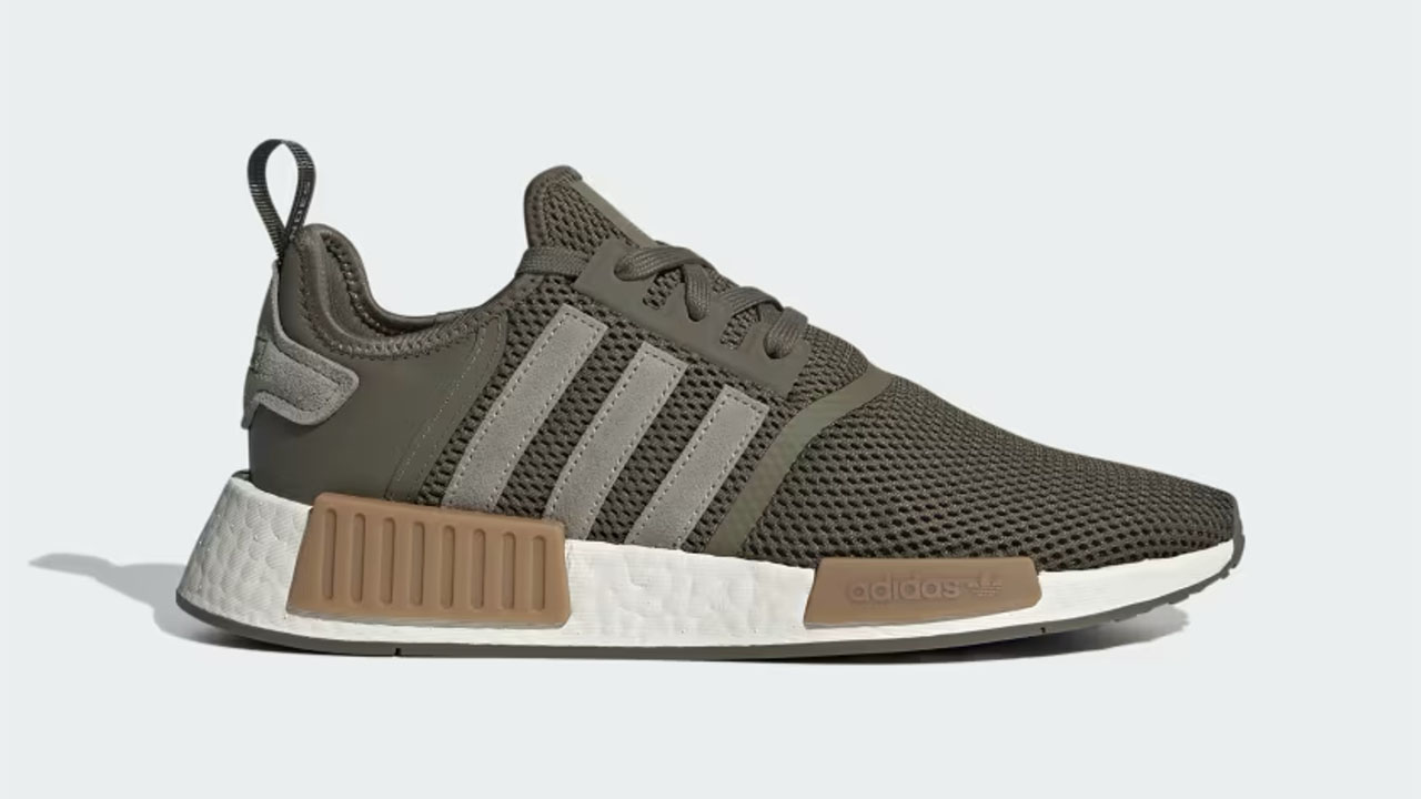 adidas NMD R1 Olive Strata Silver Pebble Cloud White