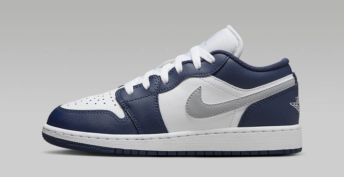 Air Jordan 1 Low Big Kids Shoes White Midnight Navy Grade School