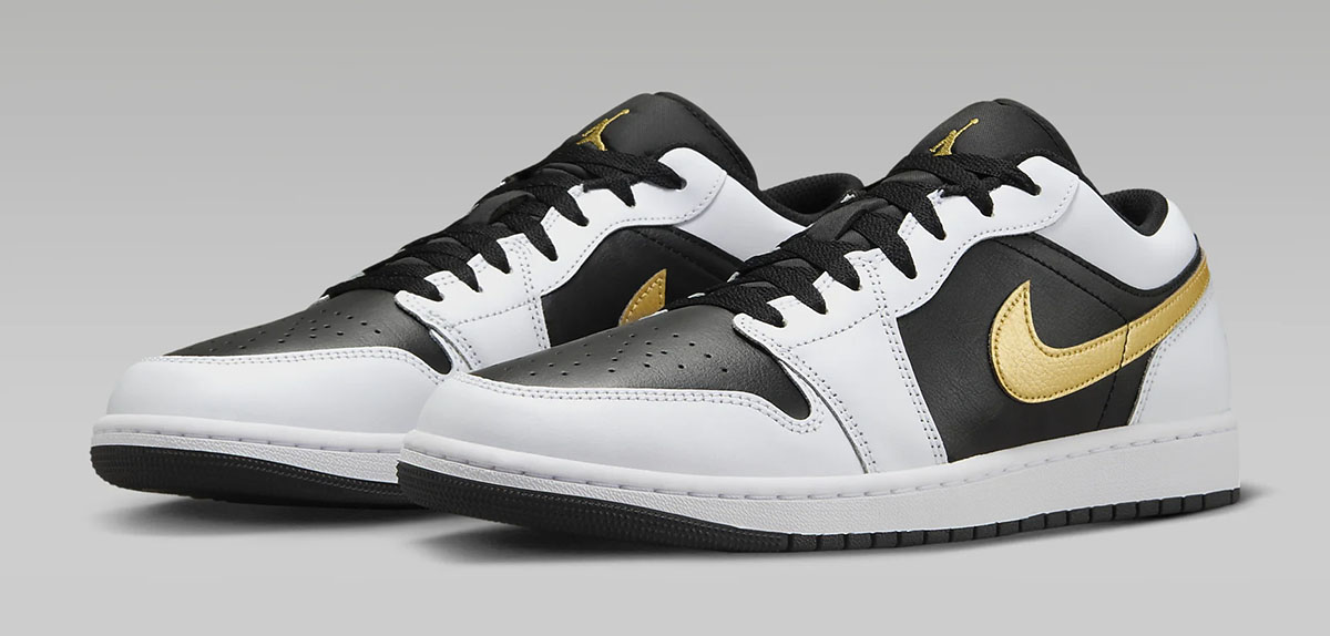 Air Jordan 1 Low White Black Metallic Gold Shoes 1