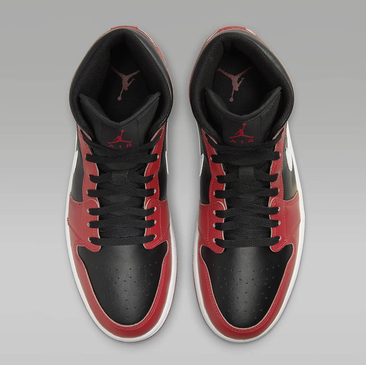 Air Jordan 1 Mid Black Gym Red White Shoes 4