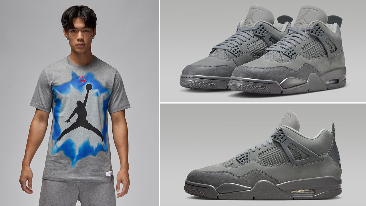 Air Jordan 4 Paris Olypmics Wet Cement Grey T Shirt