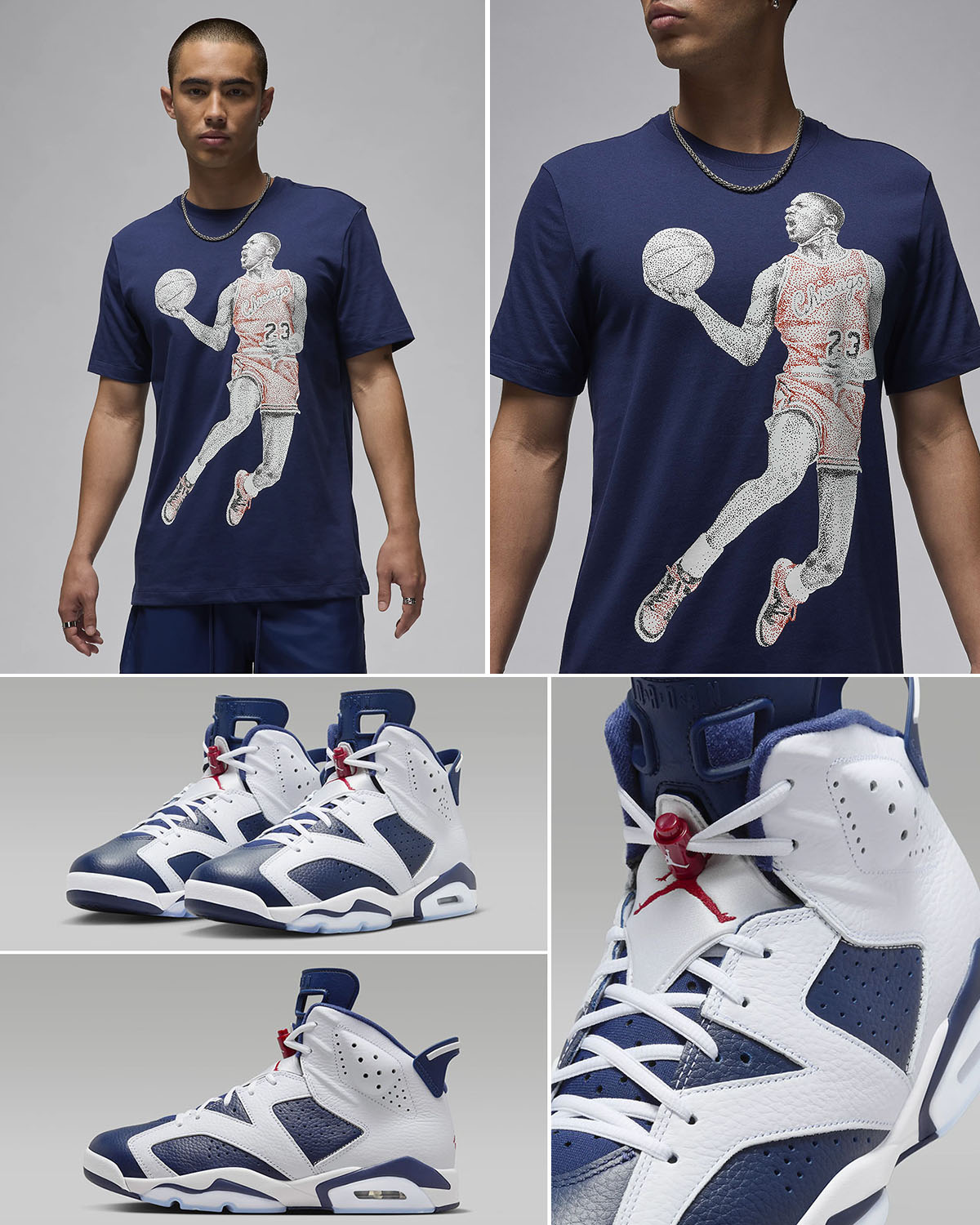 Air Jordan 6 Olympic 2024 Graphic T Shirt Navy Blue