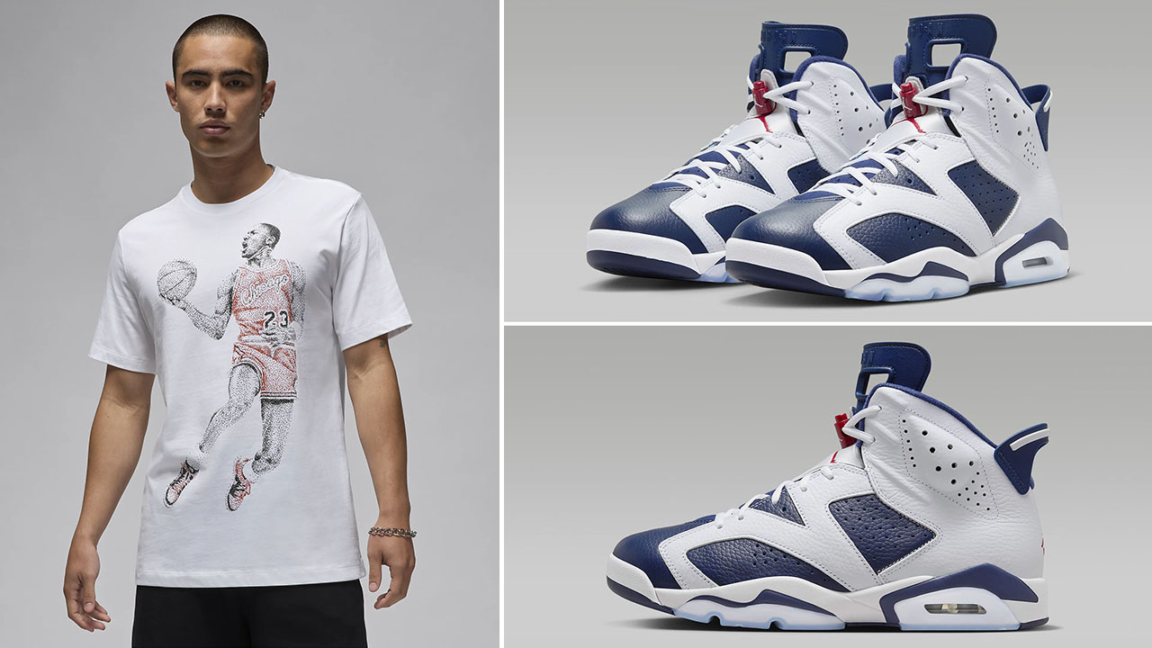 Air Jordan 6 Olympic 2024 Graphic T Shirt White