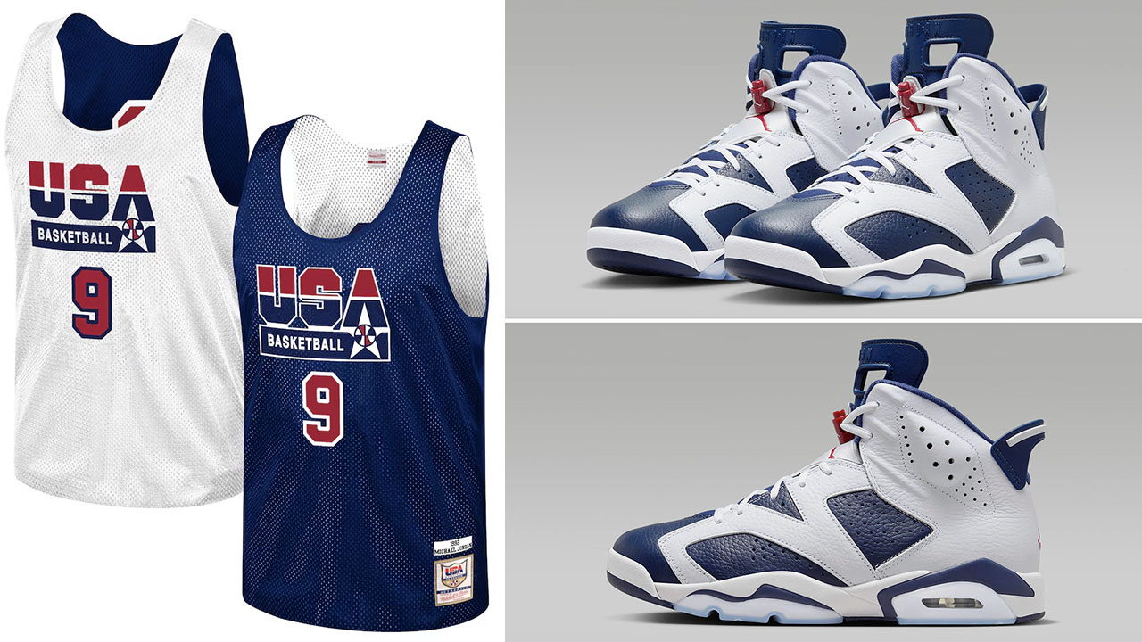 Air Jordan 6 Olympic 2024 Michael Jordan USA Dream Team Practice Jersey