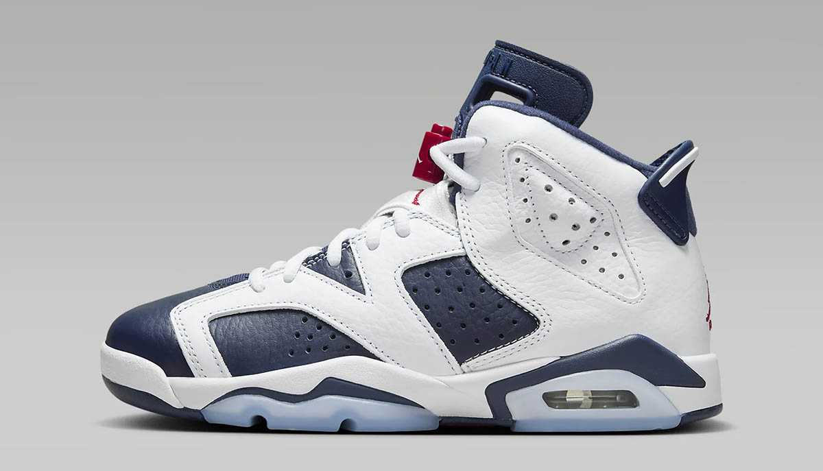 Air Jordan 6 Olympic Big Kids Shoes White Midnight Navy Grade School