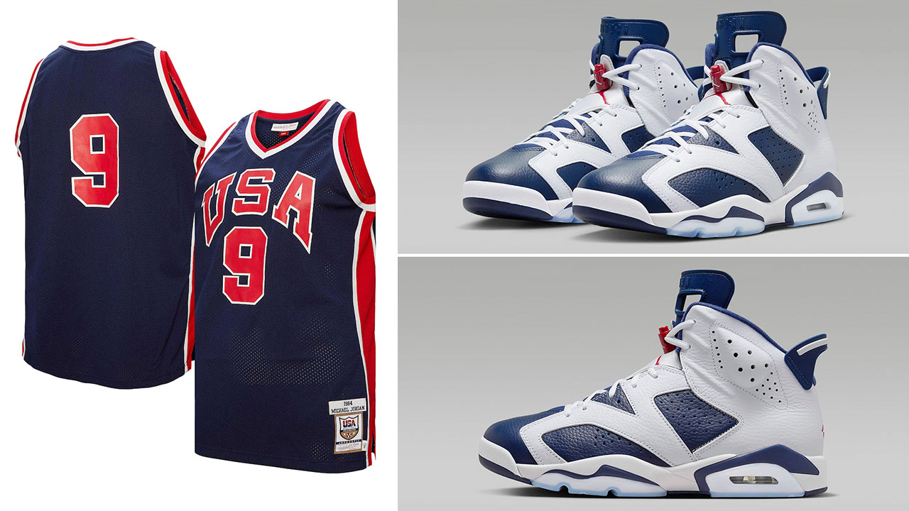 Air Jordan 6 Olympic Michael Jordan USA Basketball Jersey Navy