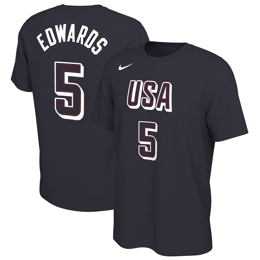 Anthony Edwards Nike USA Basketball 2024 Mens T Shirt Navy