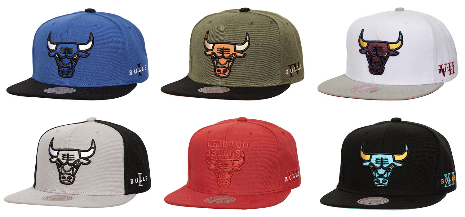 Chicago Bulls Mitchell and Ness Air Jordan Retro Sneaker Match Snapback Hats