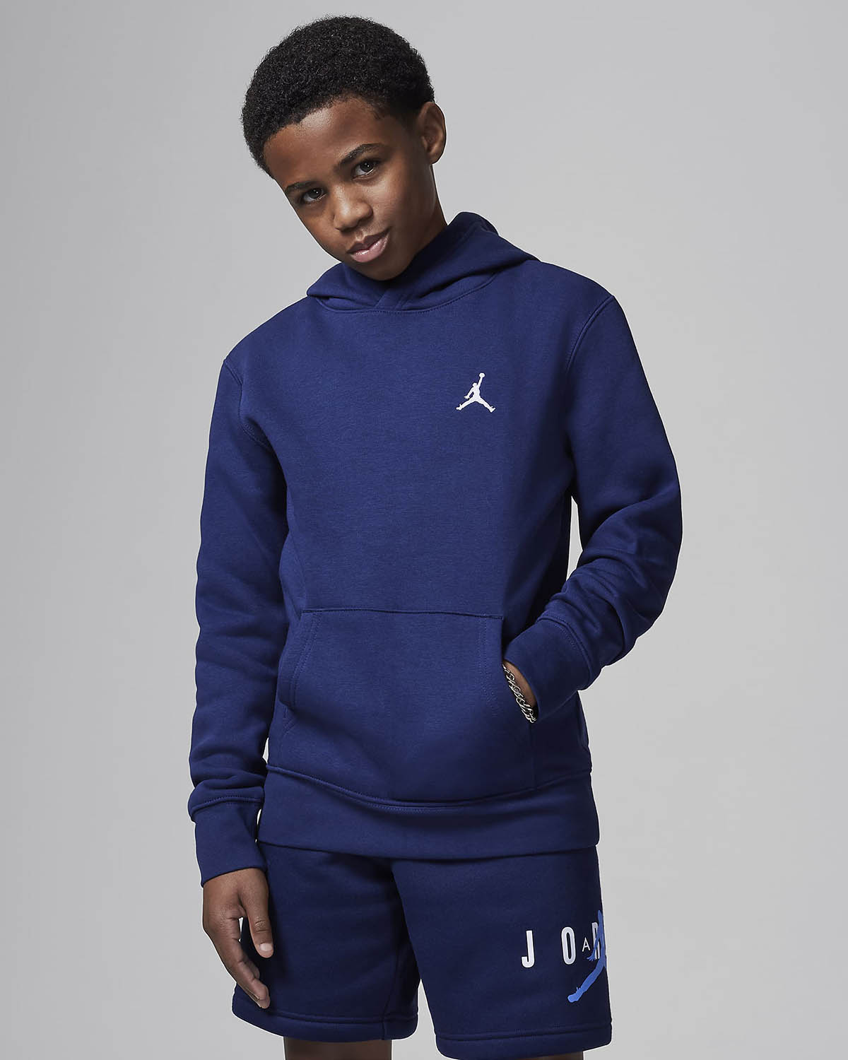 Jordan Big Kids Brooklyn Fleece Hoodie Midnight Navy Grade School