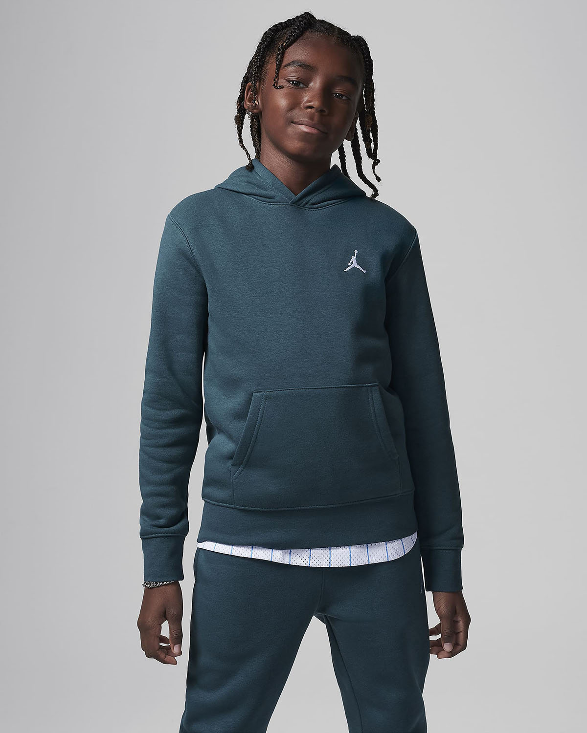 Jordan Big Kids Brooklyn Fleece Hoodie Oxidized Green Grade School