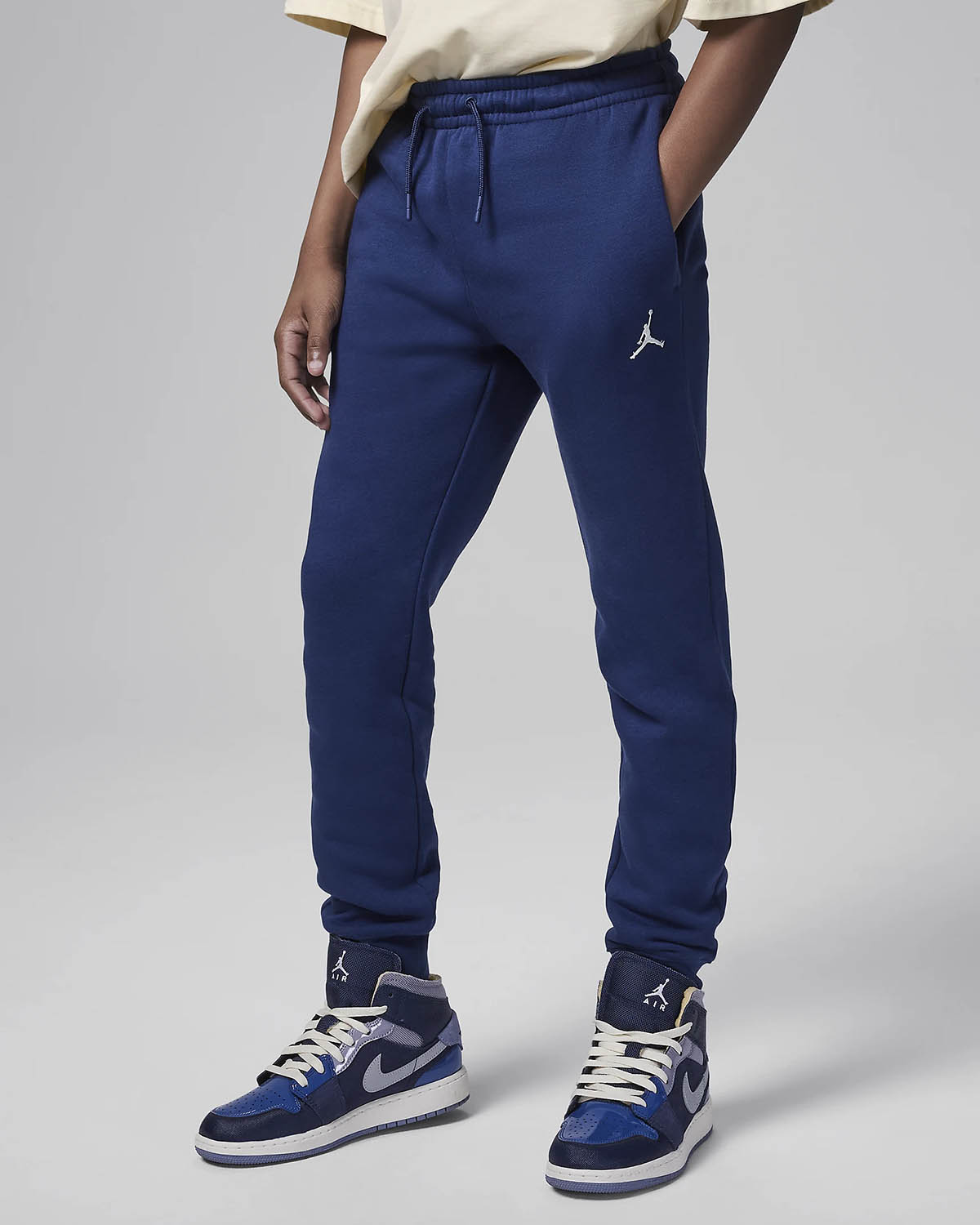 Jordan Big Kids Brooklyn Fleece Pants Midnight Navy Grade School