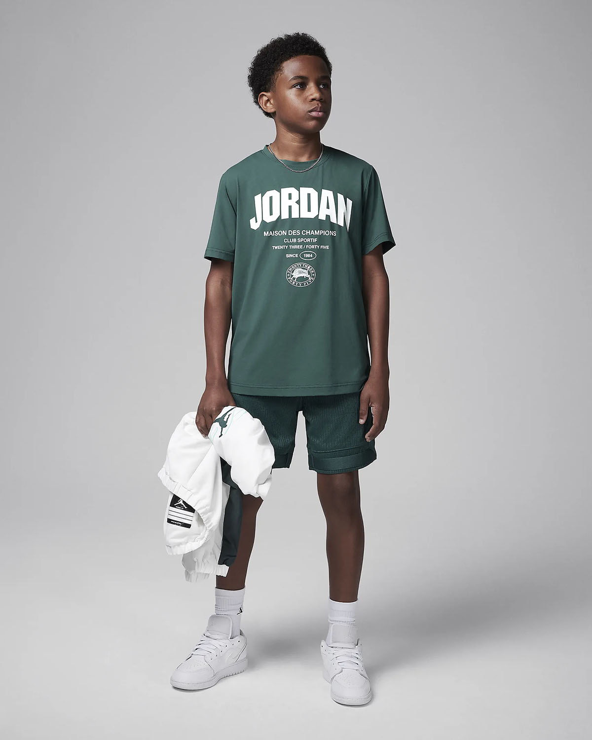 Jordan Big Kids Des Champions T Shirt Oxidized Green Grade School
