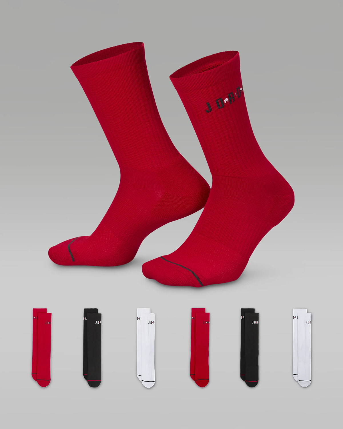 Jordan Everyday Crew Socks Gym Red Black White